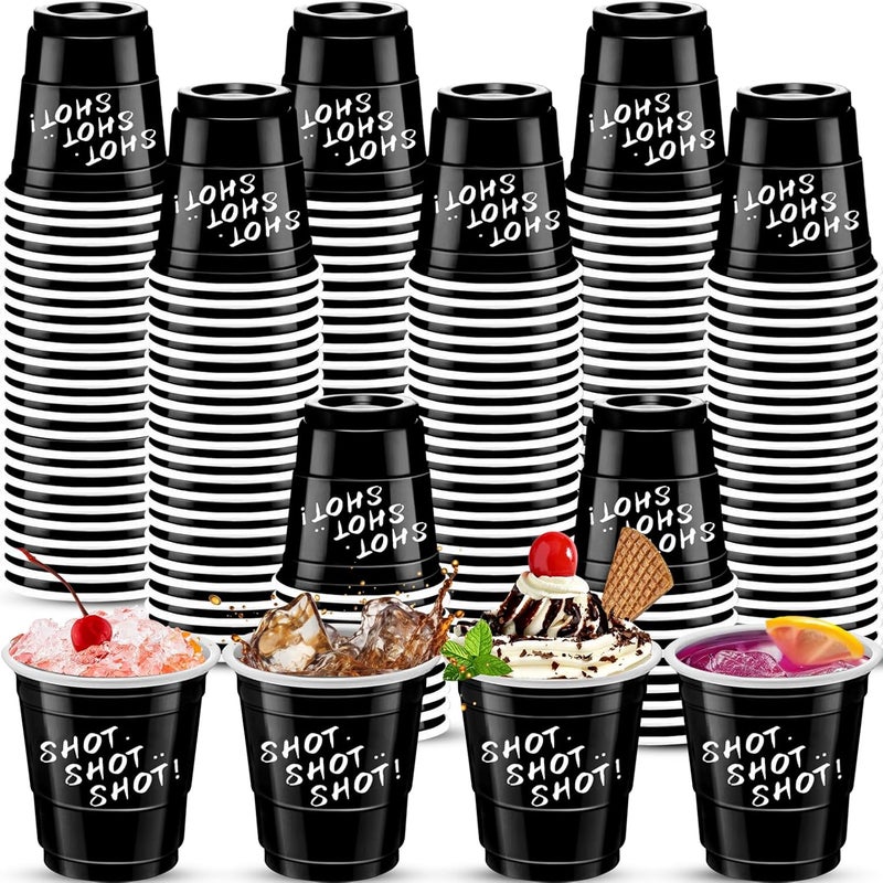cssopenss 120 pcs Black Plastic Shot Glasses black shot cups 2 oz Halloween shot glasses disposable for drinking Tastings served Snacks Jello Tastings and Samples - Image 1